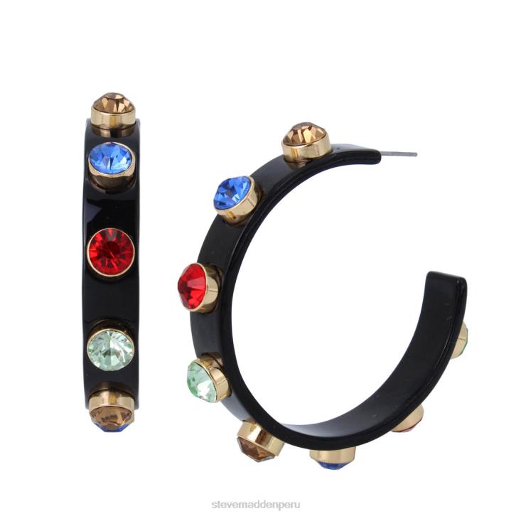 Steve Madden accesorio unisexo pendientes de aro de resina de piedra 4DZJ820 negro
