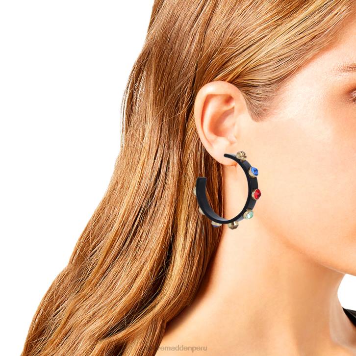Steve Madden accesorio unisexo pendientes de aro de resina de piedra 4DZJ820 negro