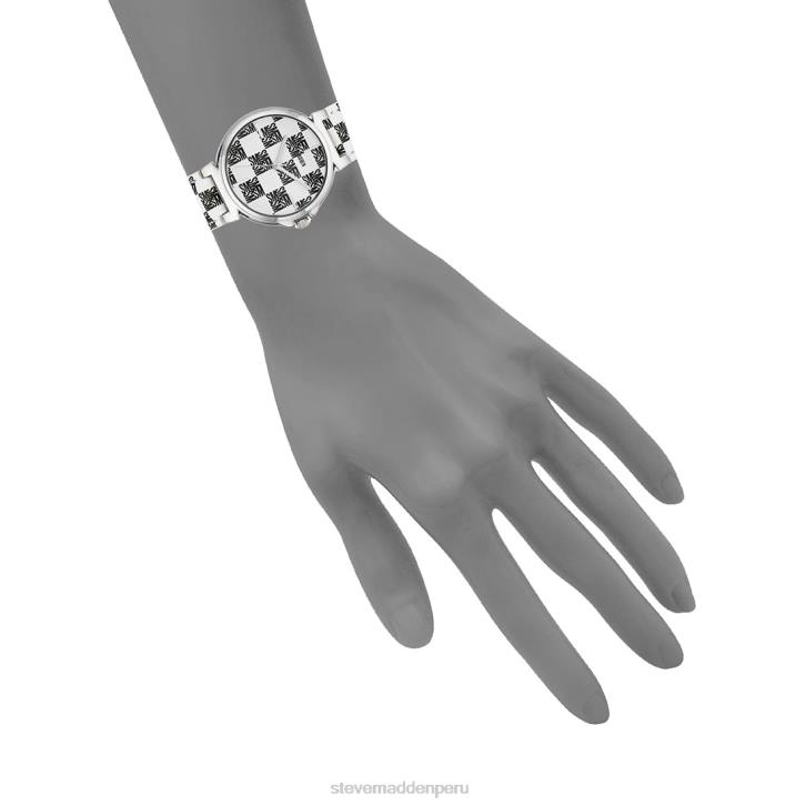 Steve Madden accesorio unisexo reloj con logo en bloque 4DZJ860 blanco negro
