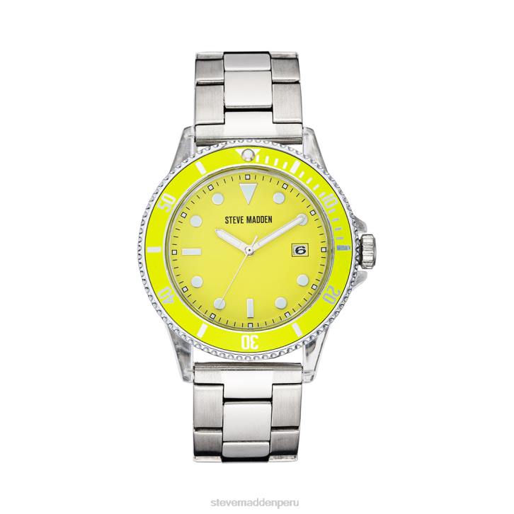 Steve Madden accesorio unisexo reloj de declaración de caso claro 4DZJ834 amarillo