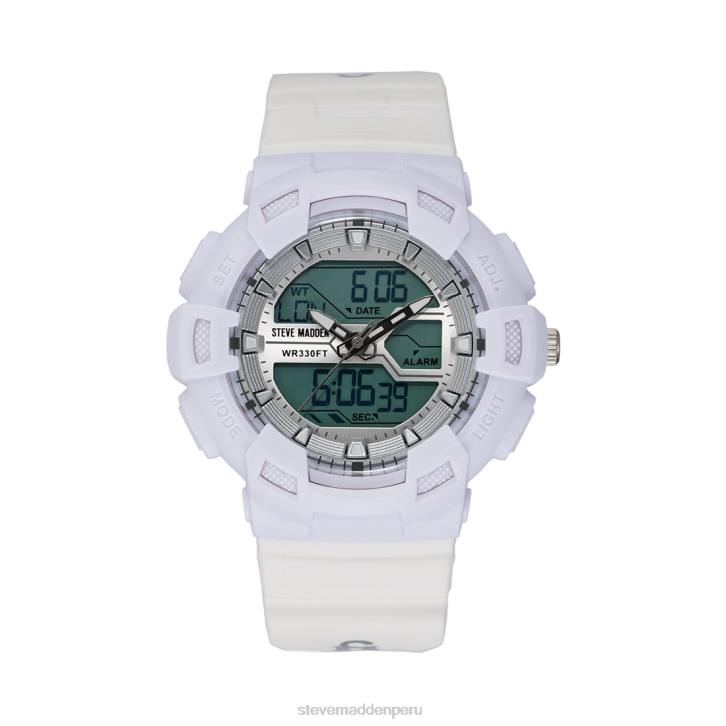 Steve Madden accesorio unisexo reloj deportivo de gran tamaño 4DZJ830 blanco