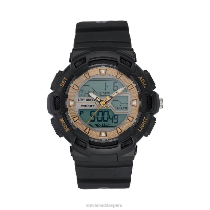 Steve Madden accesorio unisexo reloj deportivo de gran tamaño 4DZJ833 negro