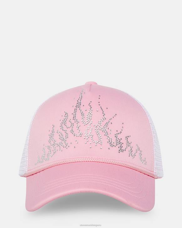Steve Madden accesorio unisexo gorra de camionero con llamas de piedra 4DZJ870 rosa