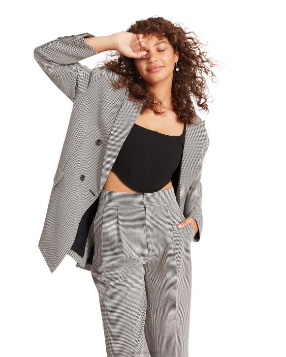 Steve Madden agotador mujer blazer a cuadros isabella 4DZJ620 negro