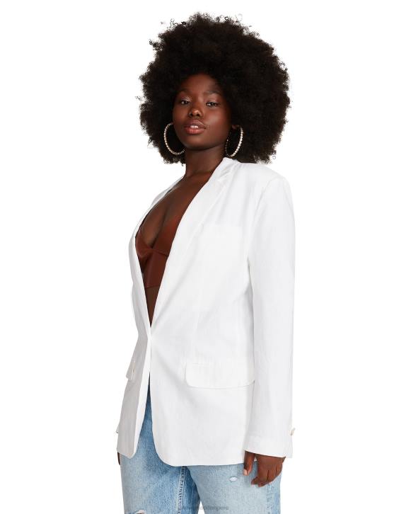 Steve Madden agotador mujer blazer de lino con borde 4DZJ574 blanco