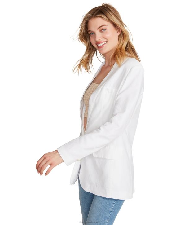 Steve Madden agotador mujer blazer de lino con borde 4DZJ574 blanco