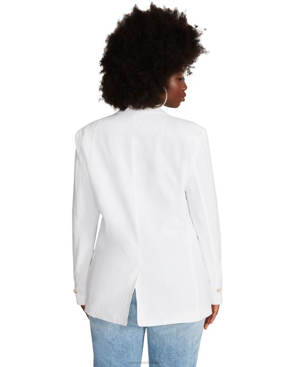 Steve Madden agotador mujer blazer de lino con borde 4DZJ574 blanco