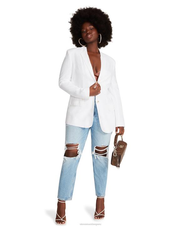 Steve Madden agotador mujer blazer de lino con borde 4DZJ574 blanco