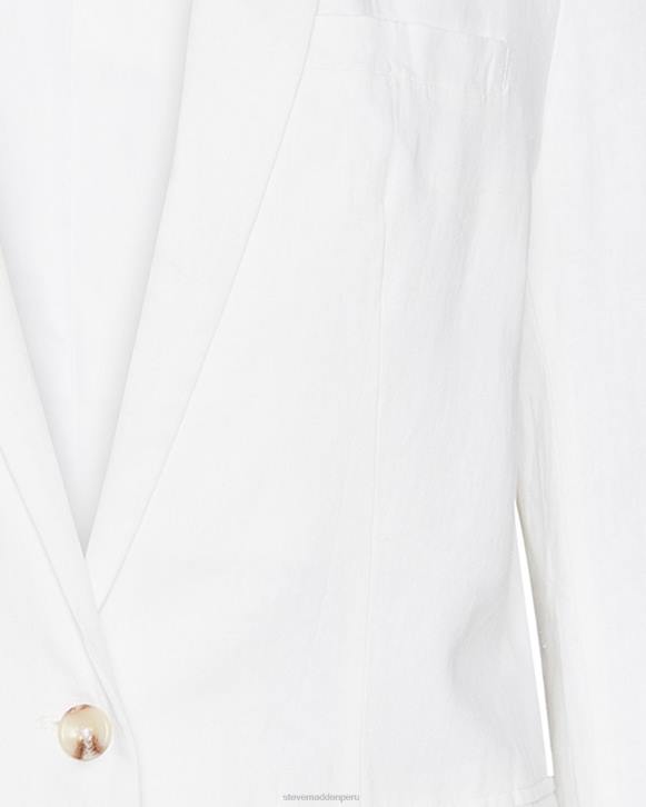 Steve Madden agotador mujer blazer de lino con borde 4DZJ574 blanco