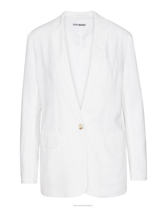 Steve Madden agotador mujer blazer de lino con borde 4DZJ574 blanco