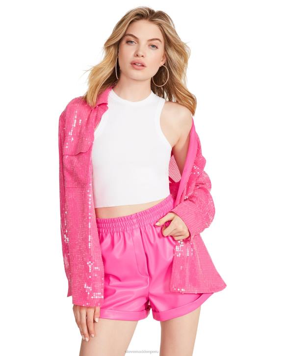 Steve Madden agotador mujer fonda corta 4DZJ639 Rosa caliente
