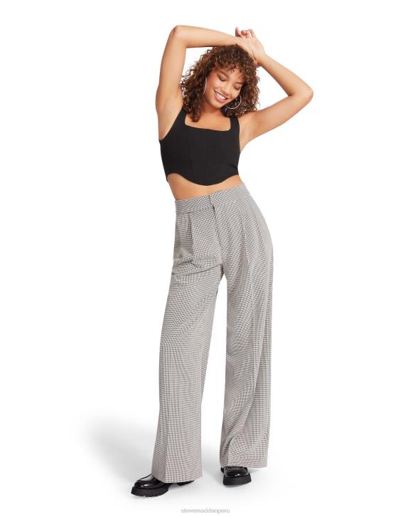 Steve Madden agotador mujer pantalón isabella a cuadros 4DZJ689 negro