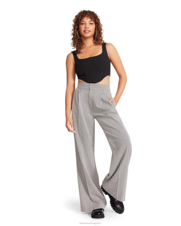 Steve Madden agotador mujer pantalón isabella a cuadros 4DZJ689 negro