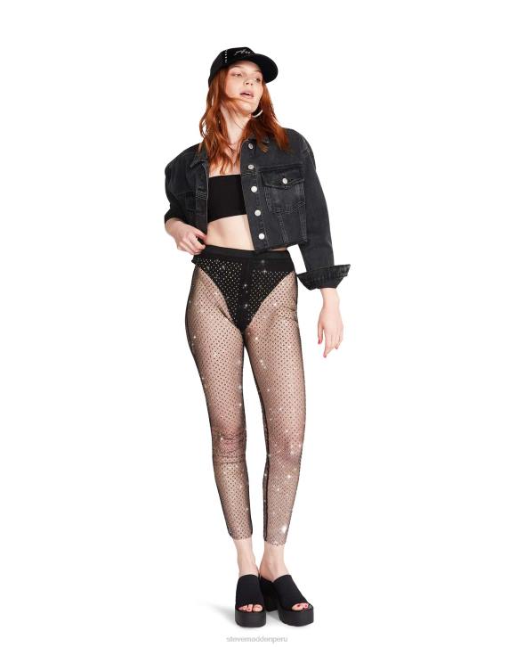 Steve Madden agotador mujer pantalones de malla con diamantes de imitación 4DZJ652 negro