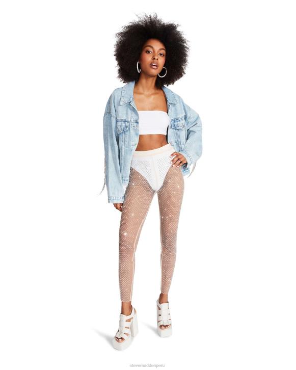 Steve Madden agotador mujer pantalones de malla con diamantes de imitación 4DZJ669 Marfil