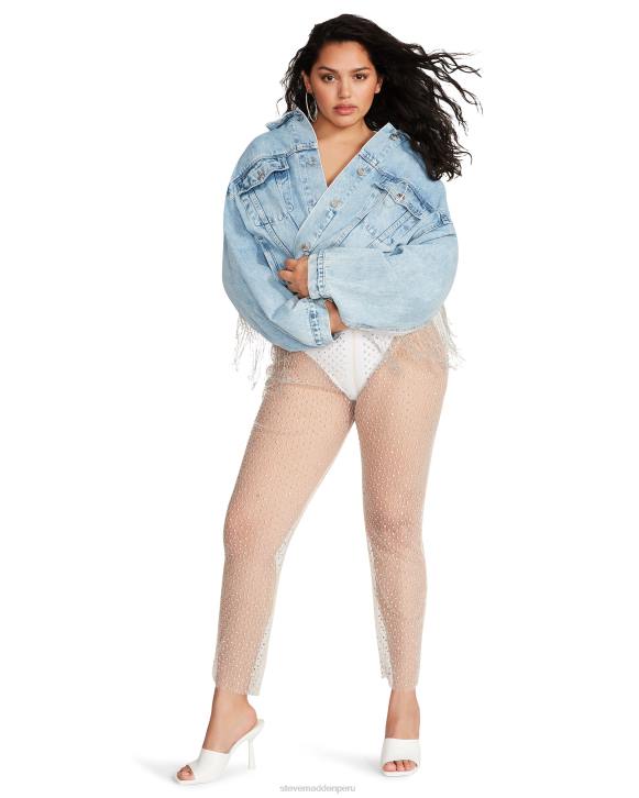 Steve Madden agotador mujer pantalones de malla con diamantes de imitación 4DZJ669 Marfil