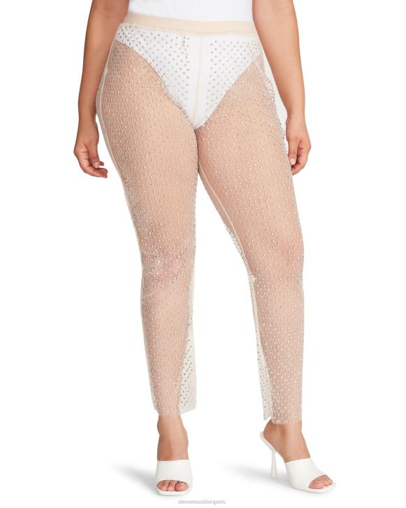 Steve Madden agotador mujer pantalones de malla con diamantes de imitación 4DZJ669 Marfil