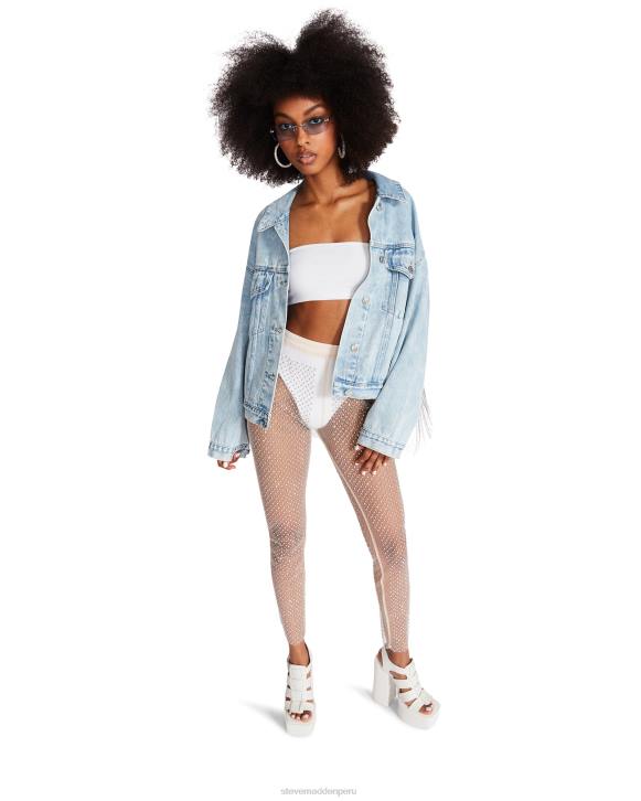 Steve Madden agotador mujer pantalones de malla con diamantes de imitación 4DZJ669 Marfil