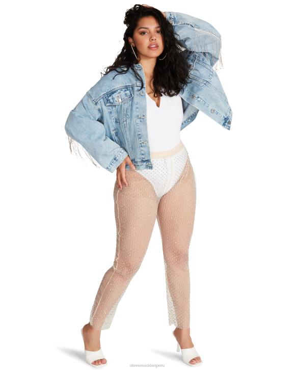 Steve Madden agotador mujer pantalones de malla con diamantes de imitación 4DZJ669 Marfil
