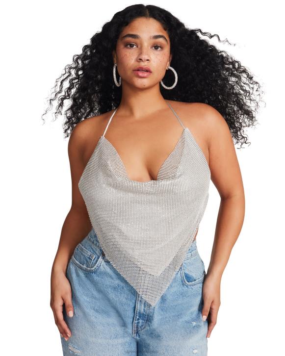 Steve Madden agotador mujer apenas hay cabestro de diamantes de imitación 4DZJ740 plata
