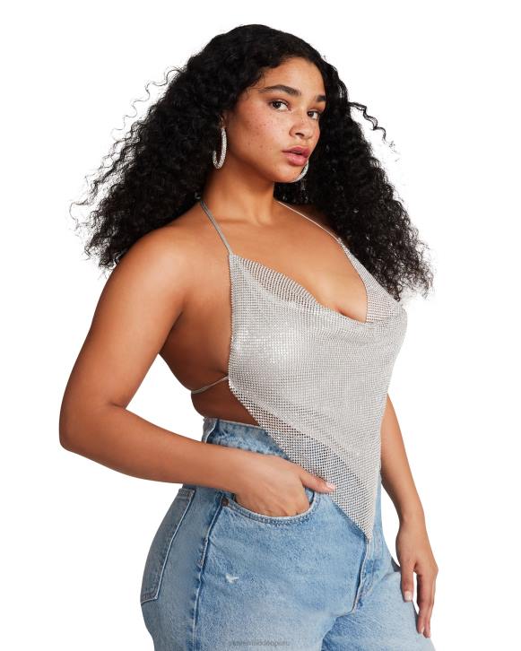 Steve Madden agotador mujer apenas hay cabestro de diamantes de imitación 4DZJ740 plata