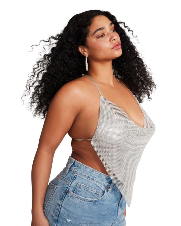 Steve Madden agotador mujer apenas hay cabestro de diamantes de imitación 4DZJ740 plata