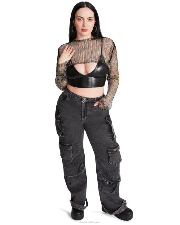Steve Madden agotador mujer bolero de malla con diamantes de imitación 4DZJ751 negro