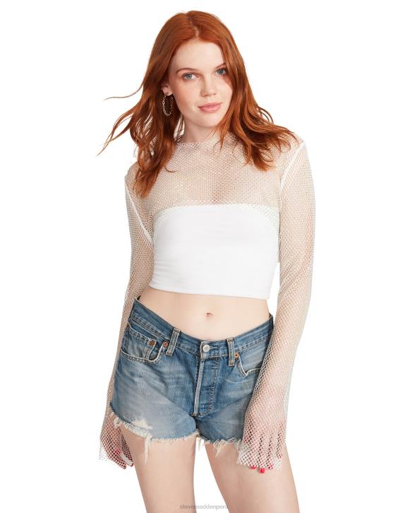 Steve Madden agotador mujer bolero de malla con diamantes de imitación 4DZJ765 blanco