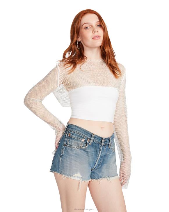Steve Madden agotador mujer bolero de malla con diamantes de imitación 4DZJ765 blanco