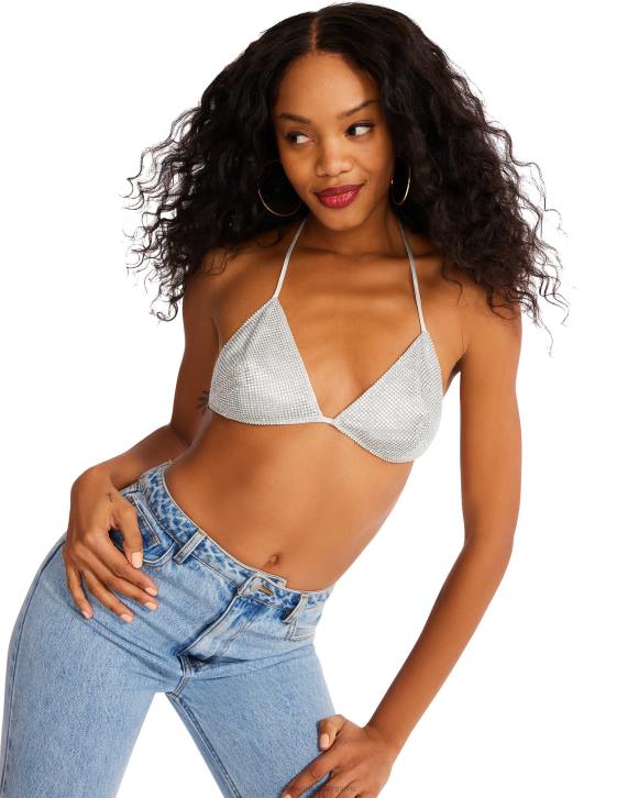 Steve Madden agotador mujer top de bikini con diamantes de imitación 4DZJ758 pedrería