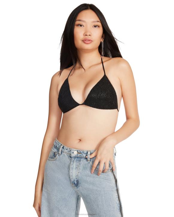 Steve Madden agotador mujer top de bikini con diamantes de imitación 4DZJ773 negro