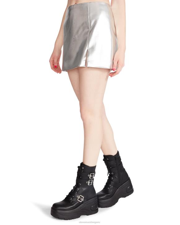 Steve Madden agotador mujer falda pantalón cam metalizada 4DZJ675 plata